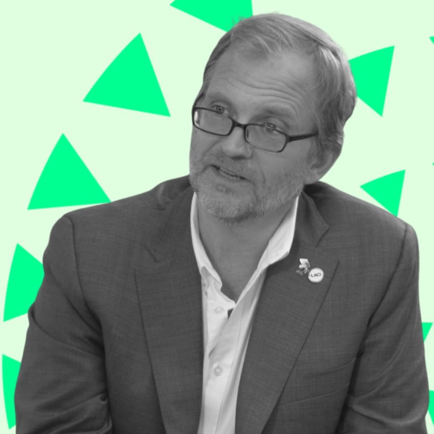 Matt Petersen CEO of LACI on green background